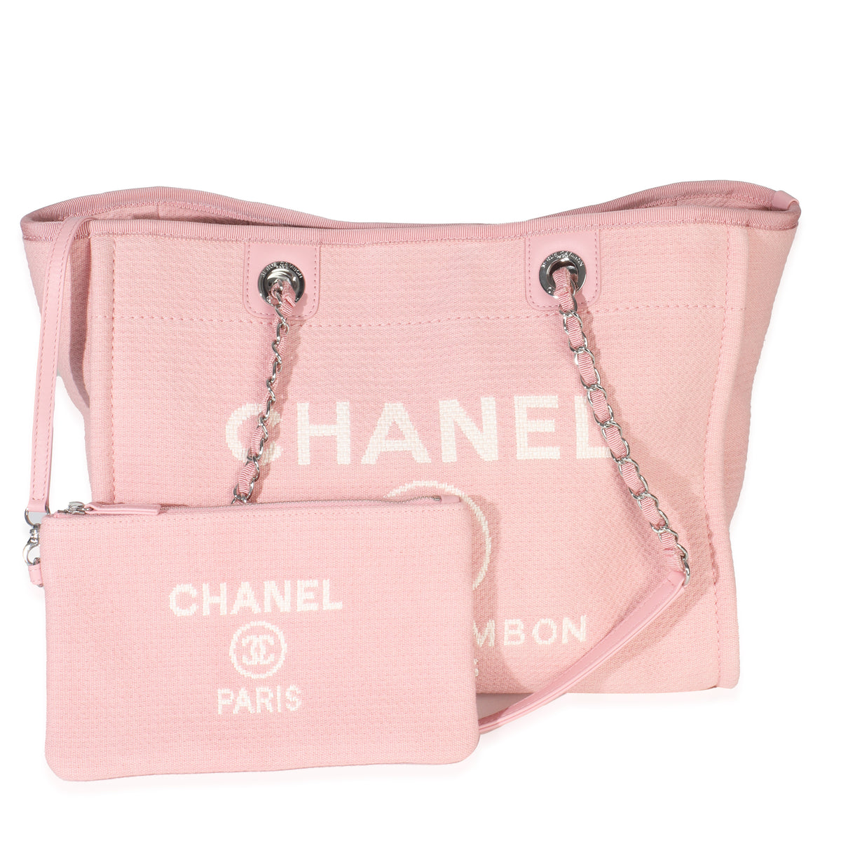 Chanel Pink Canvas Medium Deauville Shopping Tote Handbag id