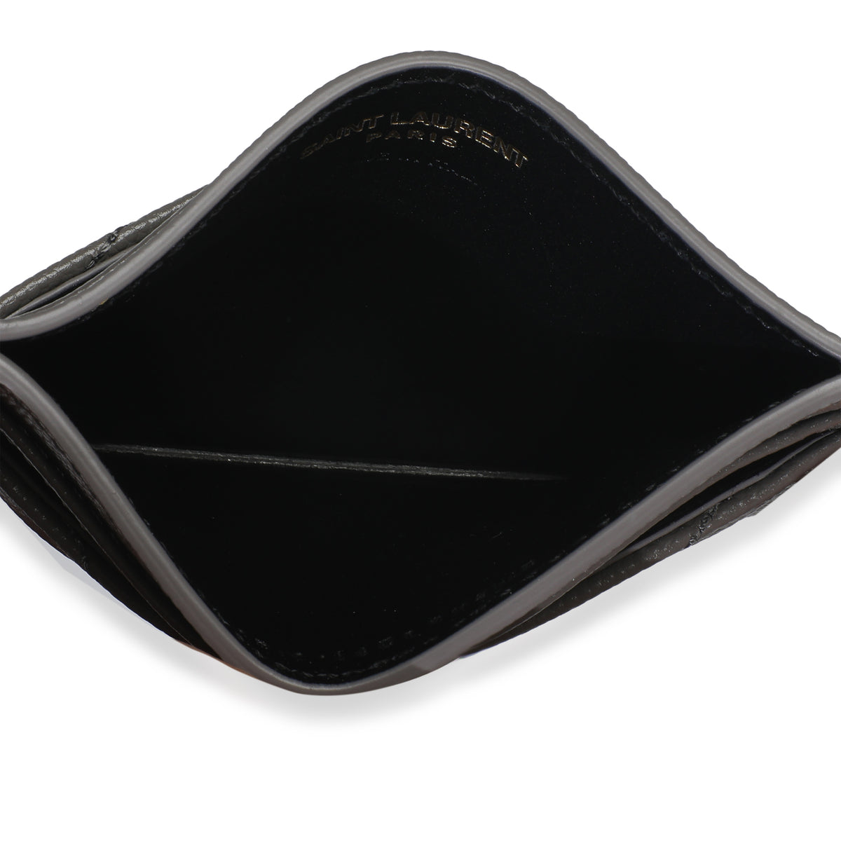 Saint Laurent Fog Grain De Poudre Matelasse Cassandre Card Case Wallet av