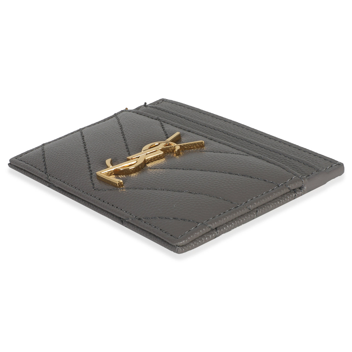 Saint Laurent Fog Grain De Poudre Matelasse Cassandre Card Case Wallet box