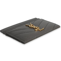 Saint Laurent Fog Grain De Poudre Matelasse Cassandre Card Case Wallet clasp
