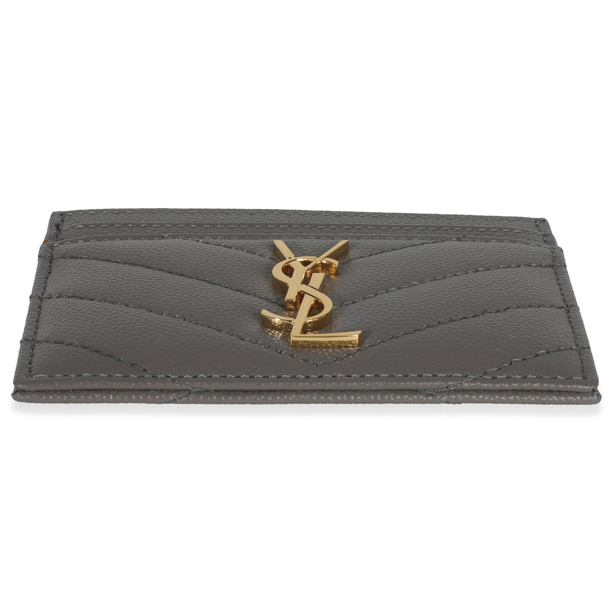 Saint Laurent Fog Grain De Poudre Matelasse Cassandre Card Case Wallet stamp