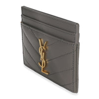 Saint Laurent Fog Grain De Poudre Matelasse Cassandre Card Case Wallet sv