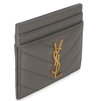 Saint Laurent Fog Grain De Poudre Matelasse Cassandre Card Case Wallet pv