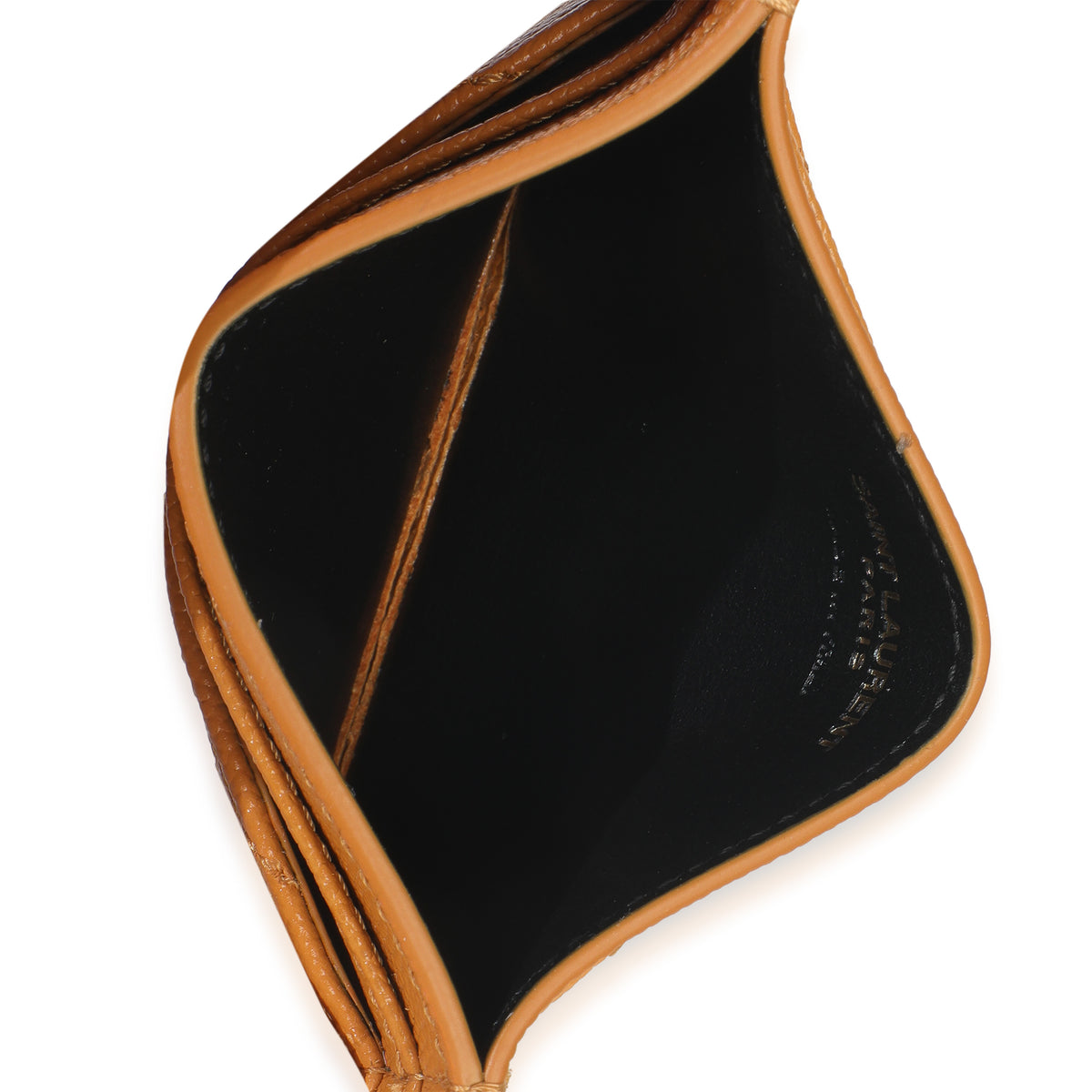 Saint Laurent Senape Yellow Grain De Poudre Matelasse Cassandre Card Case Wallet av