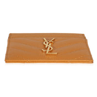 Saint Laurent Senape Yellow Grain De Poudre Matelasse Cassandre Card Case Wallet stamp