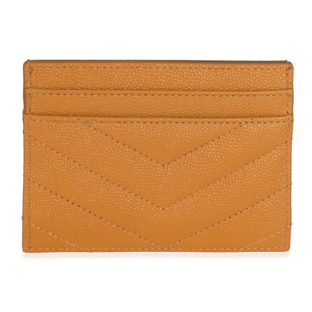 Saint Laurent Senape Yellow Grain De Poudre Matelasse Cassandre Card Case Wallet bv