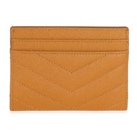 Saint Laurent Senape Yellow Grain De Poudre Matelasse Cassandre Card Case Wallet bv