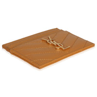 Saint Laurent Senape Yellow Grain De Poudre Matelasse Cassandre Card Case Wallet clasp