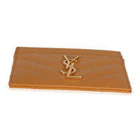 Saint Laurent Senape Yellow Grain De Poudre Matelasse Cassandre Card Case Wallet stamp