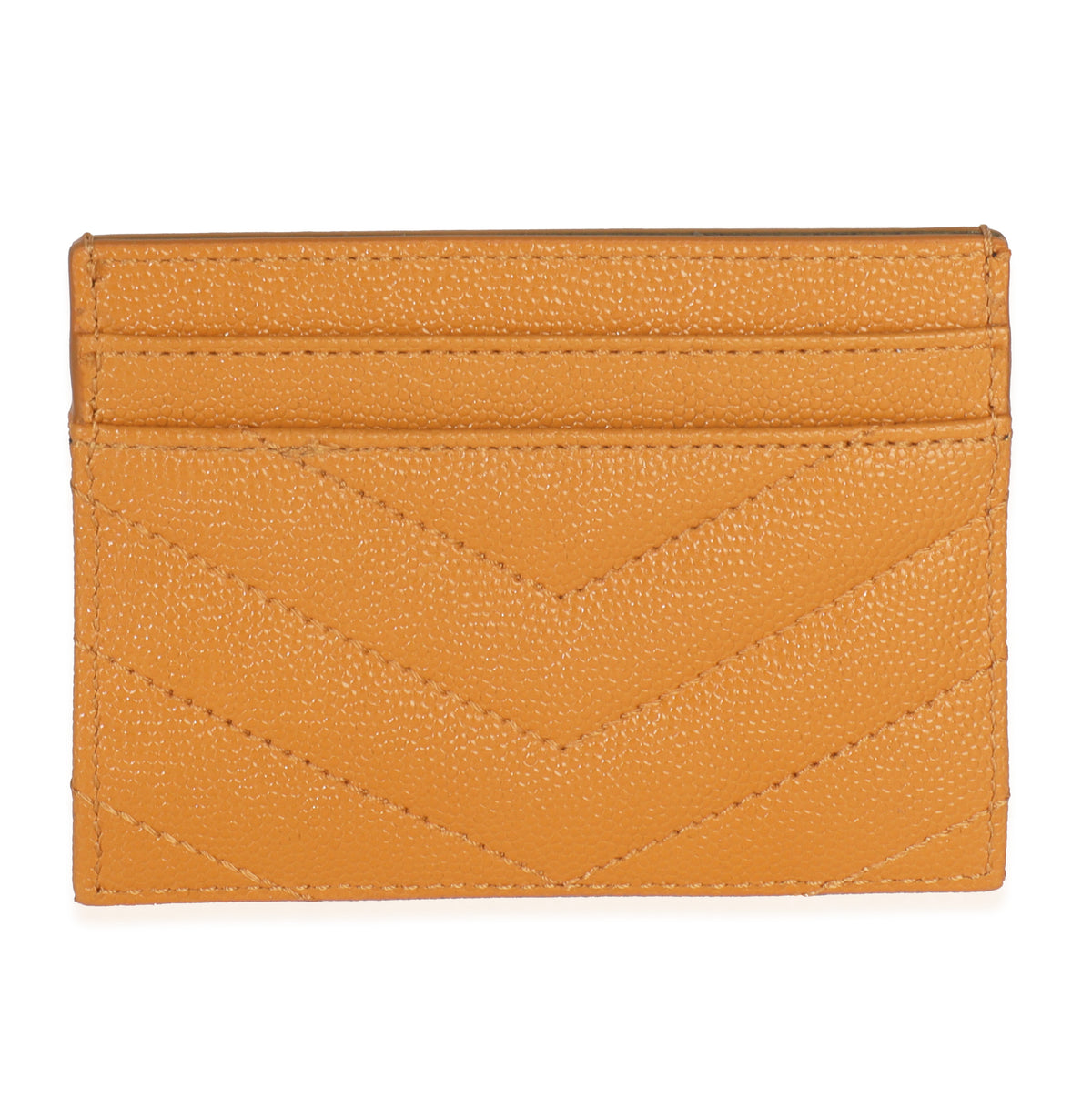 Saint Laurent Senape Yellow Grain De Poudre Matelasse Cassandre Card Case Wallet bv
