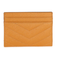 Saint Laurent Senape Yellow Grain De Poudre Matelasse Cassandre Card Case Wallet bv