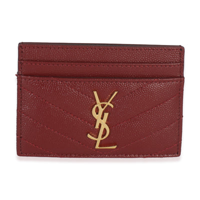 Saint Laurent Rouge Cabernet Grain De Poudre Matelasse Cassandre Card Case Handbag id