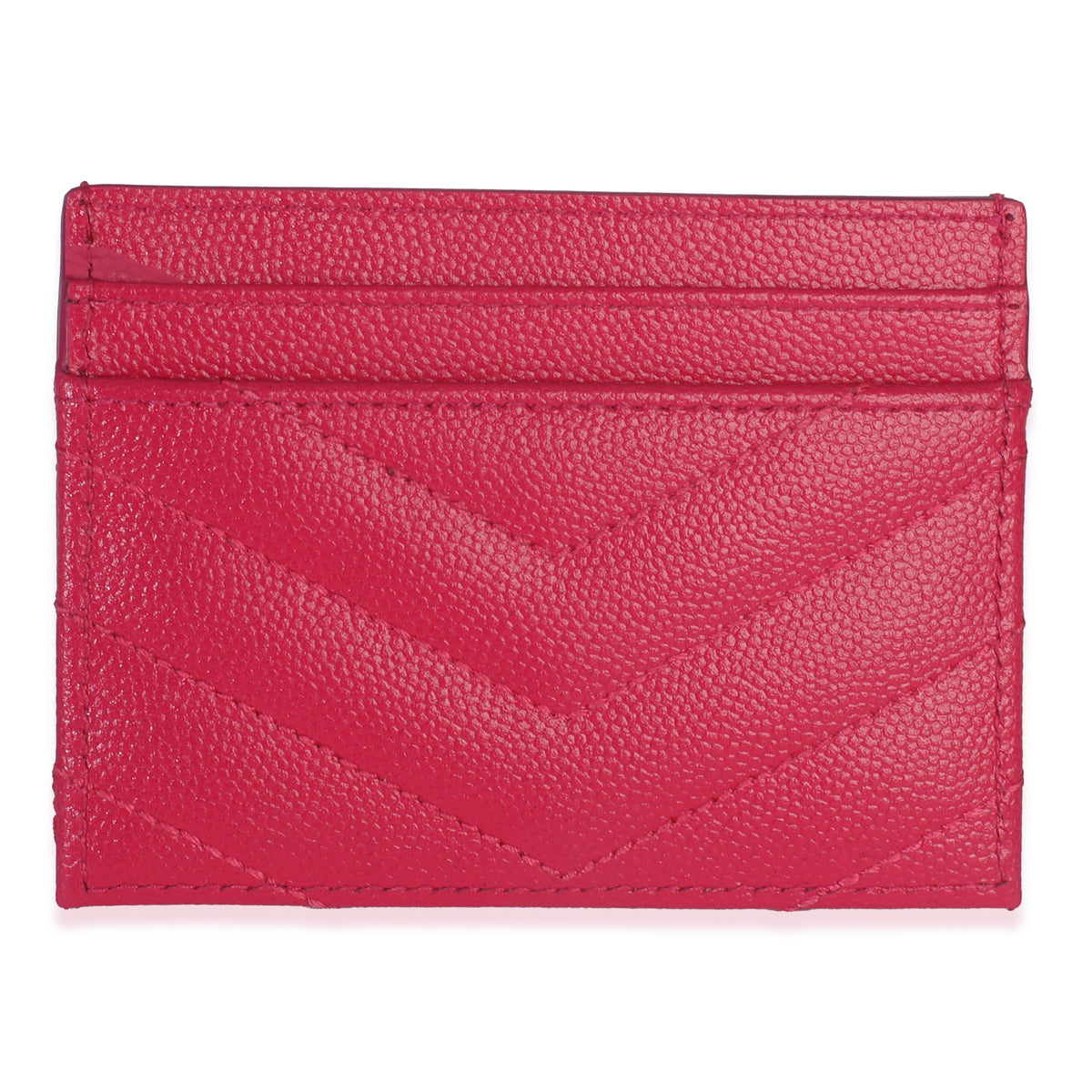 Saint Laurent Fresh Fuxia Grain De Poudre Matelasse Cassandre Card Case Wallet bv