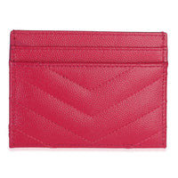 Saint Laurent Fresh Fuxia Grain De Poudre Matelasse Cassandre Card Case Wallet bv