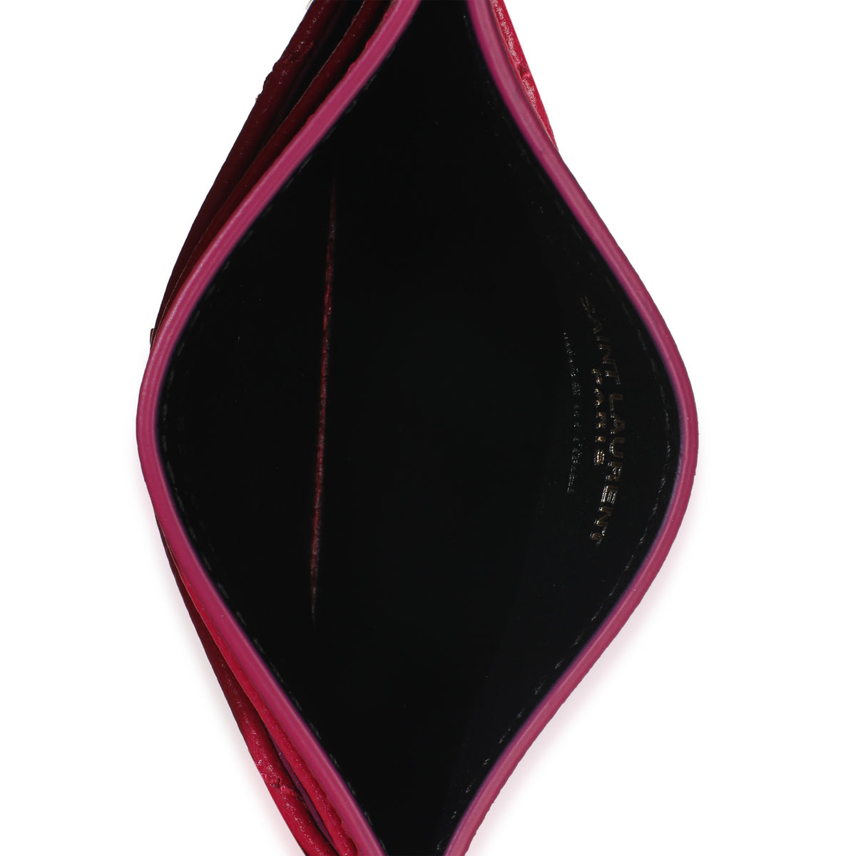 Saint Laurent Fresh Fuxia Grain De Poudre Matelasse Cassandre Card Case Wallet av