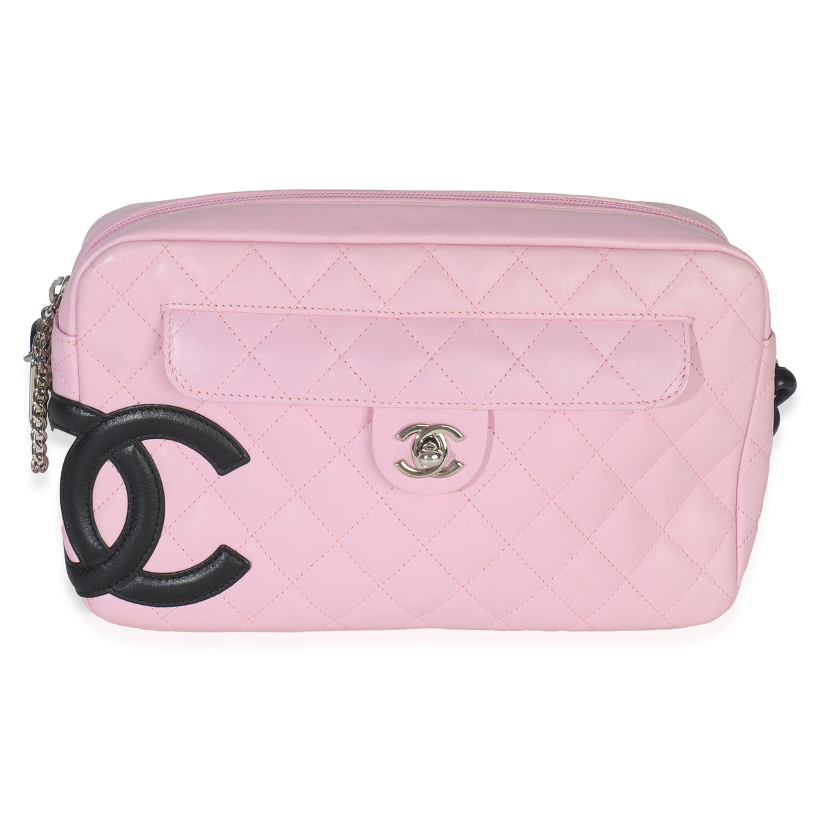 Chanel Vintage Pink Quilted Calfskin Cambon Ligne Camera Bag Handbag fv
