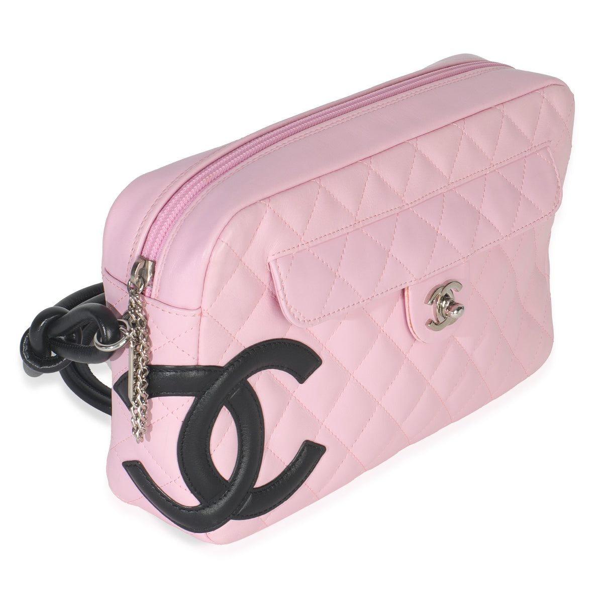 Chanel Vintage Pink Quilted Calfskin Cambon Ligne Camera Bag Handbag pv
