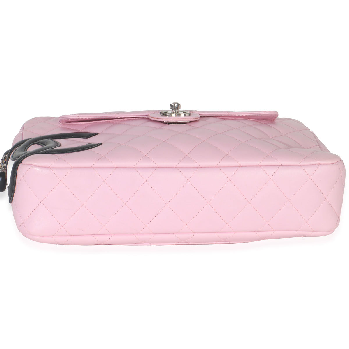 Chanel Vintage Pink Quilted Calfskin Cambon Ligne Camera Bag Handbag stamp