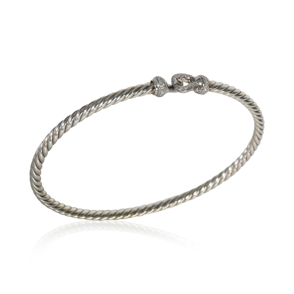 Sterling Silver Diamond Cable Flex Buckle Bracelet