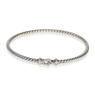 Sterling Silver Diamond Cable Flex Buckle Bracelet