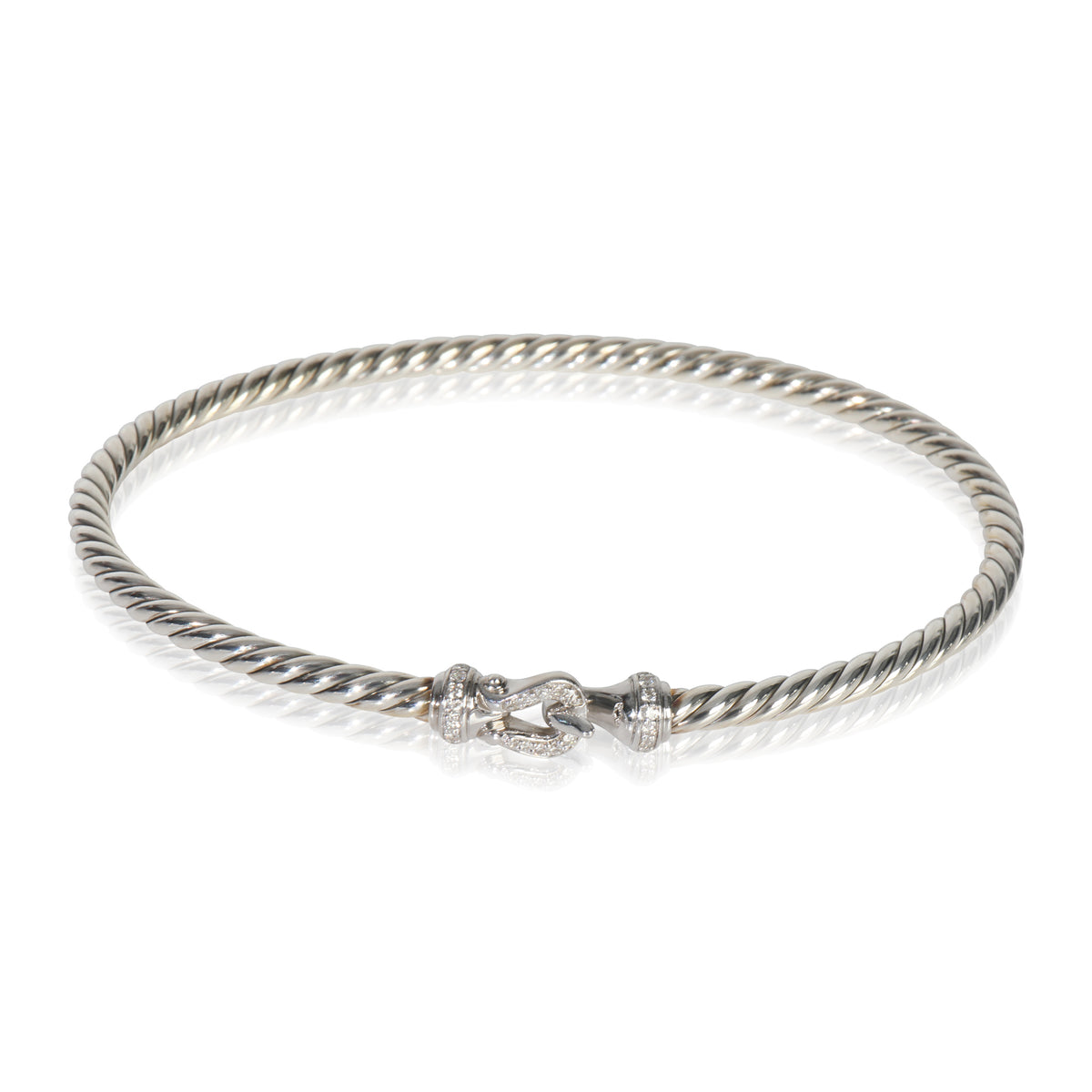 Sterling Silver Diamond Cable Flex Buckle Bracelet