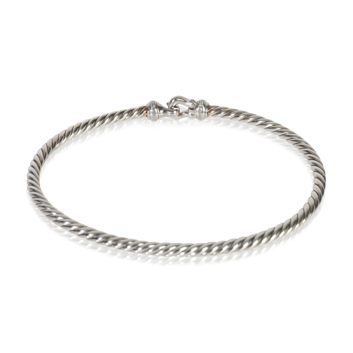 Sterling Silver Diamond Cable Flex Buckle Bracelet