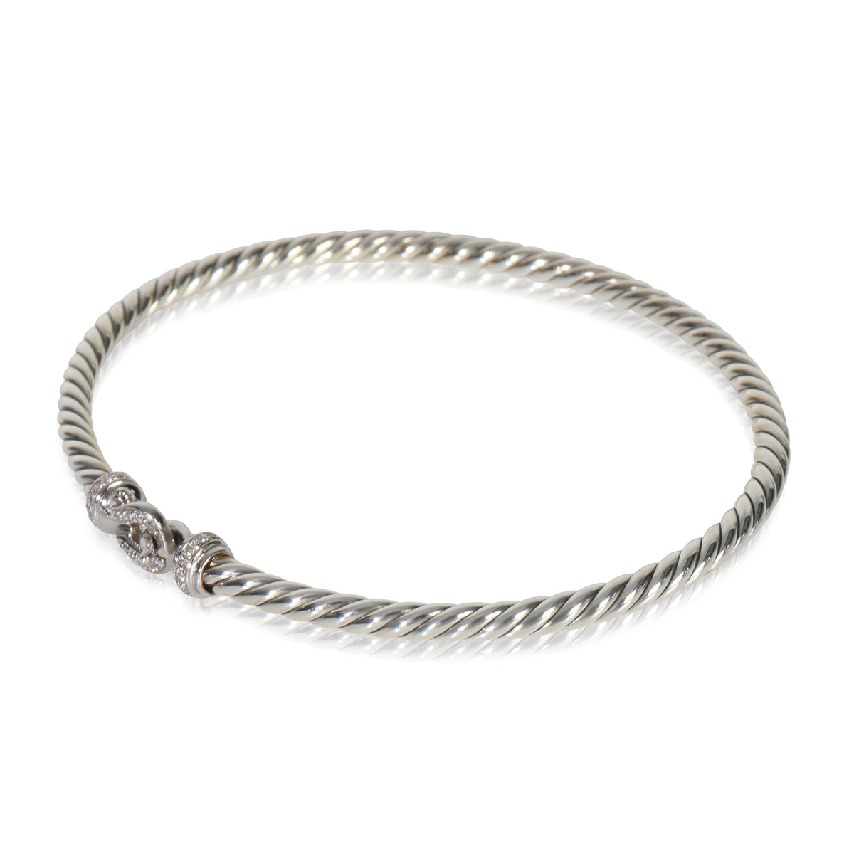 Sterling Silver Diamond Cable Flex Buckle Bracelet