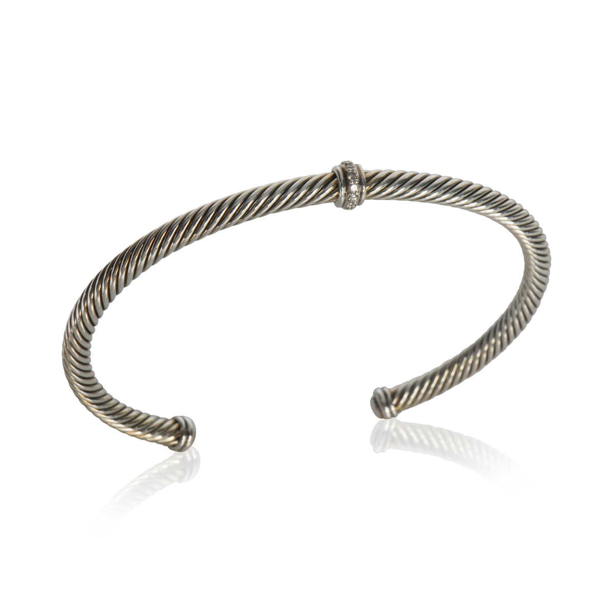 Sterling Silver Diamond Center Station Cable Bracelet