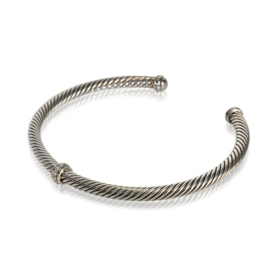 Sterling Silver Diamond Center Station Cable Bracelet