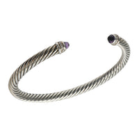 Sterling Silver Amethyst and Diamond Cable Classic Bracelet