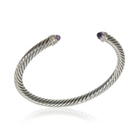 Sterling Silver Amethyst and Diamond Cable Classic Bracelet
