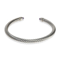 Sterling Silver Amethyst and Diamond Cable Classic Bracelet