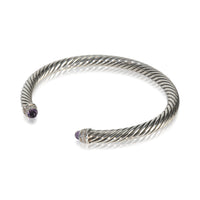 Sterling Silver Amethyst and Diamond Cable Classic Bracelet