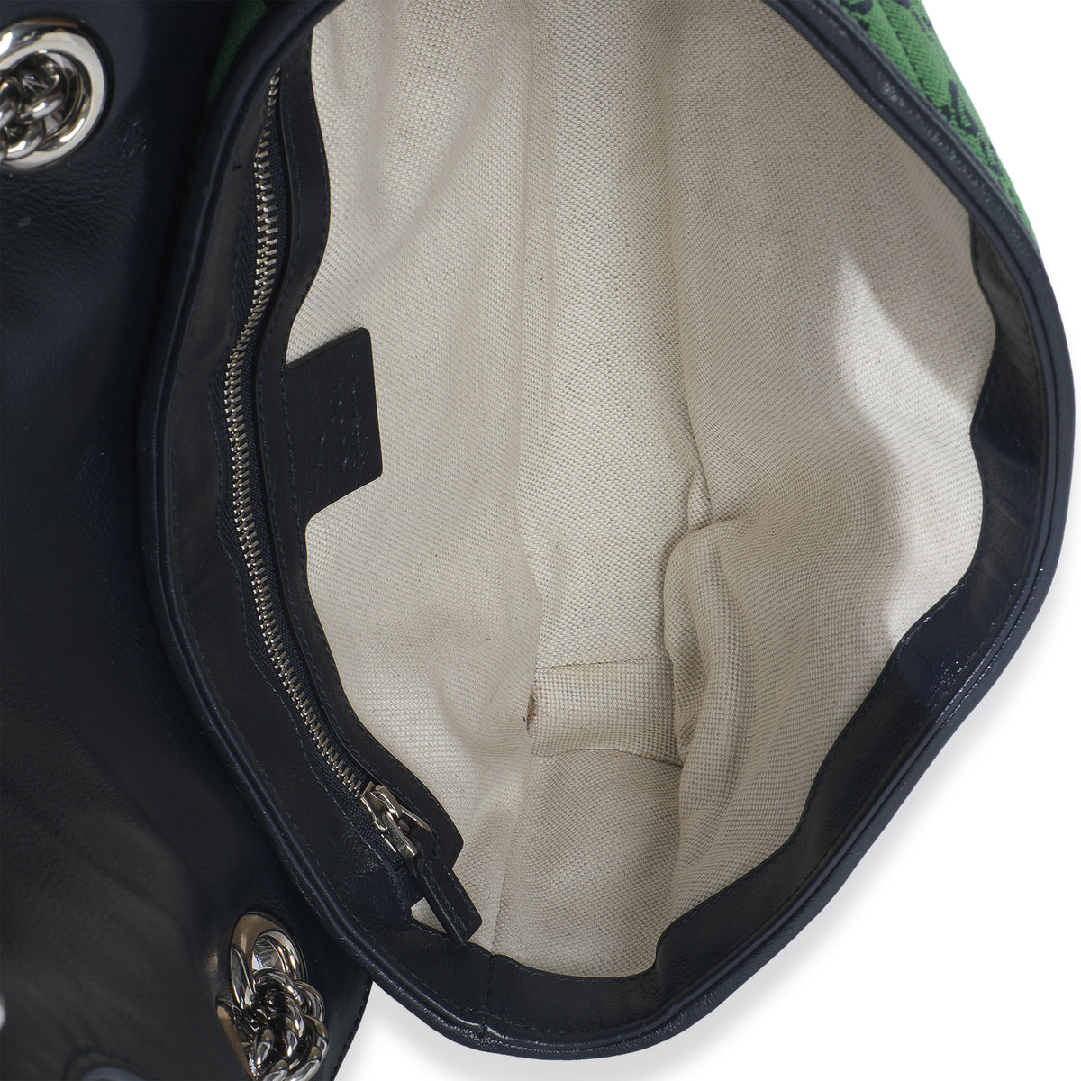 Green Navy GG Canvas Diagonal Small GG Marmont Bag