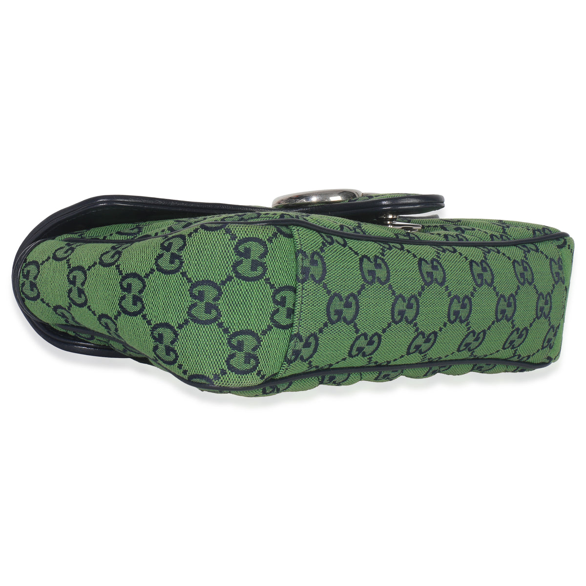 Green Navy GG Canvas Diagonal Small GG Marmont Bag