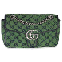 Green Navy GG Canvas Diagonal Small GG Marmont Bag