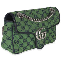 Green Navy GG Canvas Diagonal Small GG Marmont Bag