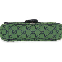 Green Navy GG Canvas Diagonal Small GG Marmont Bag