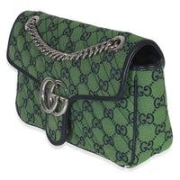 Green Navy GG Canvas Diagonal Small GG Marmont Bag