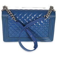 Blue Quilted Patent Plexiglass New Medium Boy Bag