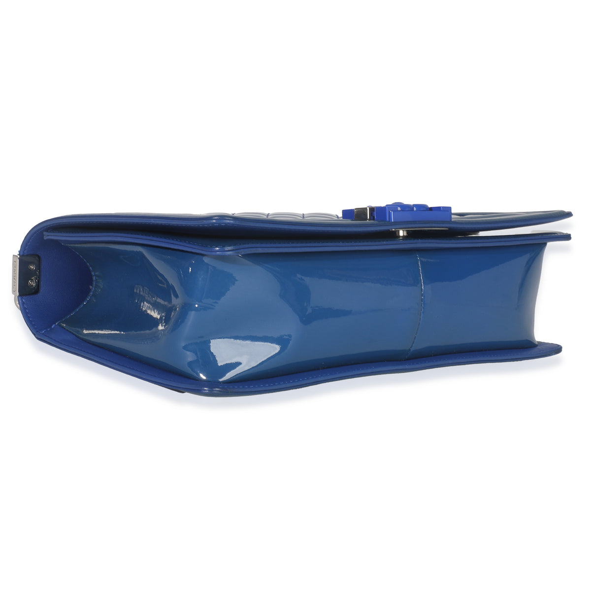 Blue Quilted Patent Plexiglass New Medium Boy Bag
