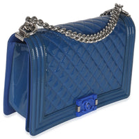 Blue Quilted Patent Plexiglass New Medium Boy Bag