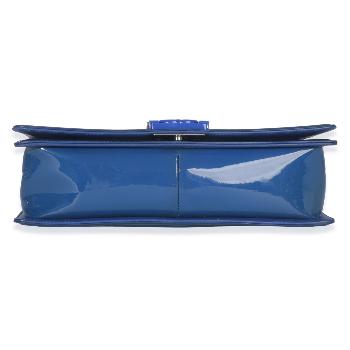 Blue Quilted Patent Plexiglass New Medium Boy Bag