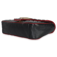 Gucci Red Black Calfskin Torchon Small GG Marmont Bag Handbag box