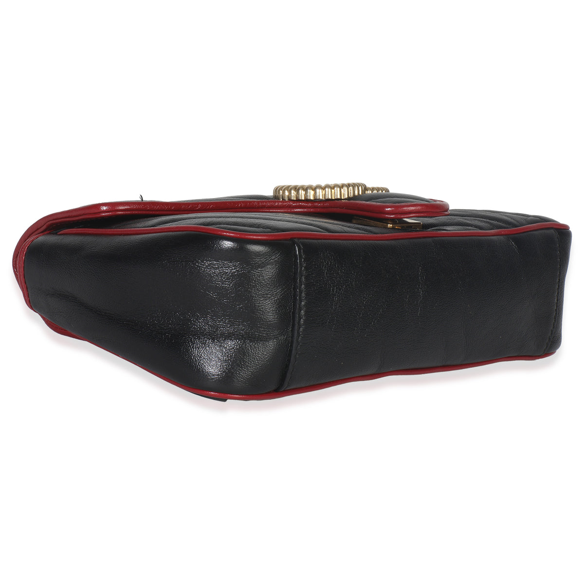 Gucci Red Black Calfskin Torchon Small GG Marmont Bag Handbag clasp