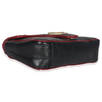 Gucci Red Black Calfskin Torchon Small GG Marmont Bag Handbag clasp
