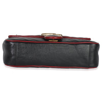 Gucci Red Black Calfskin Torchon Small GG Marmont Bag Handbag stamp