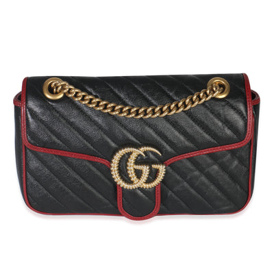 Red Black Calfskin Torchon GG Marmont Bag