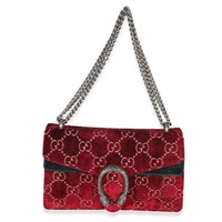 Red Cipria GG Velvet Medium Dionysus Bag