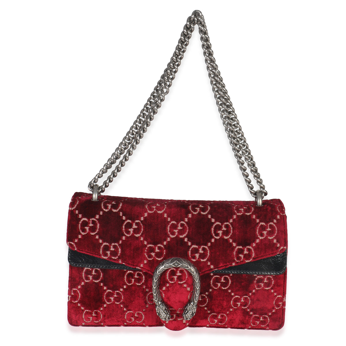 Red Cipria GG Velvet Medium Dionysus Bag